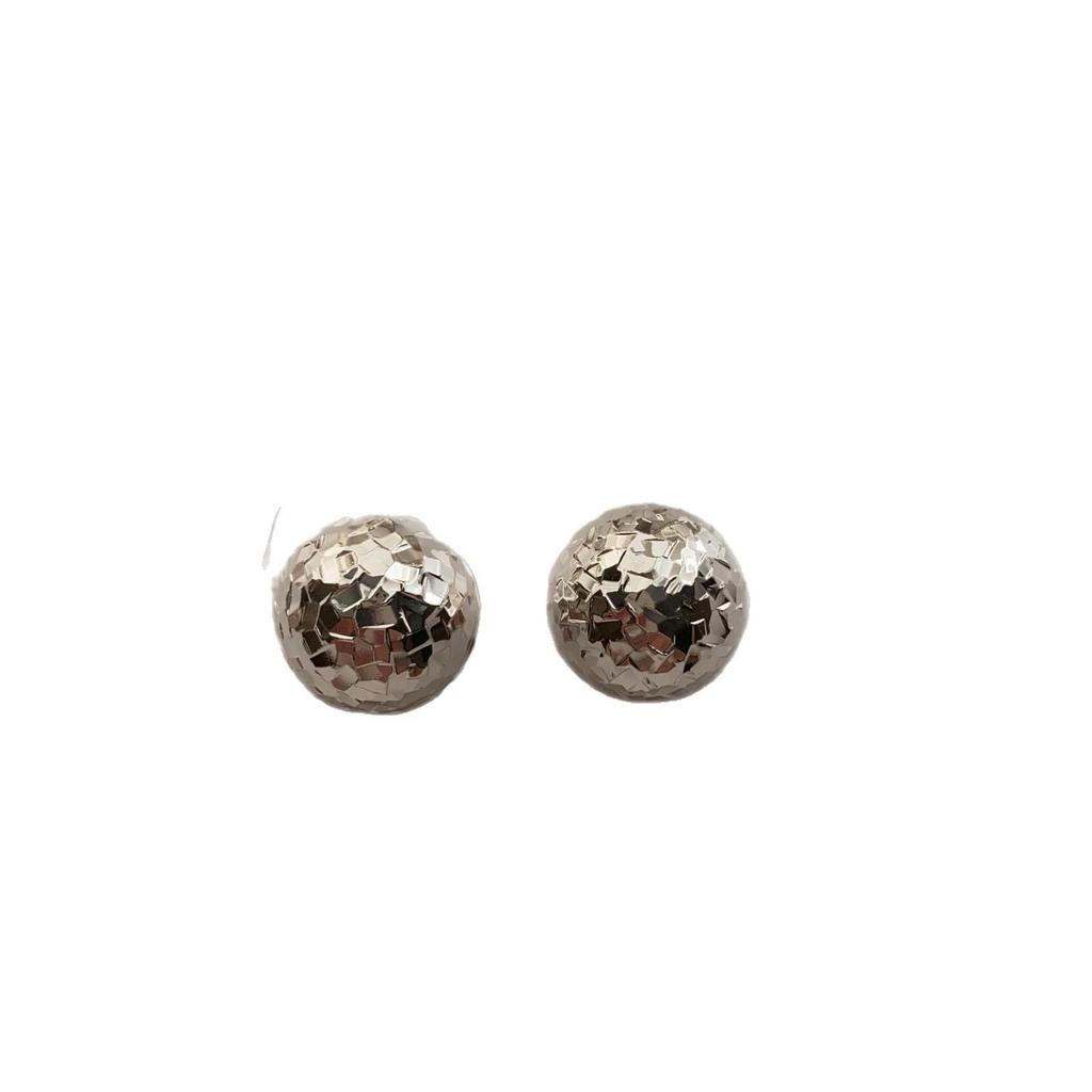 Simple Metal Sphere Earrings, Earrings, Light Luxury Temperament, High Sense, Shining Cold Wind Aura, Personalized Earrings