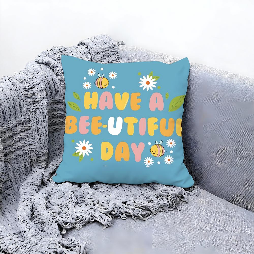 warm good day Cushion Cover Premium Comfort Reversible Pillow Cove Two in One Design for Any Room Car Interior