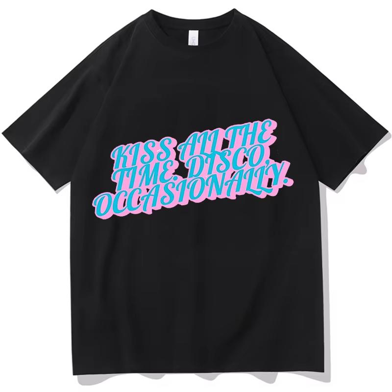 Vintage Kiss All The Time Disco Occasionally T-Shirts Tees Shirt Unisex Fashion Casual Aesthetic Graphic Summer Pure Cotton Tops