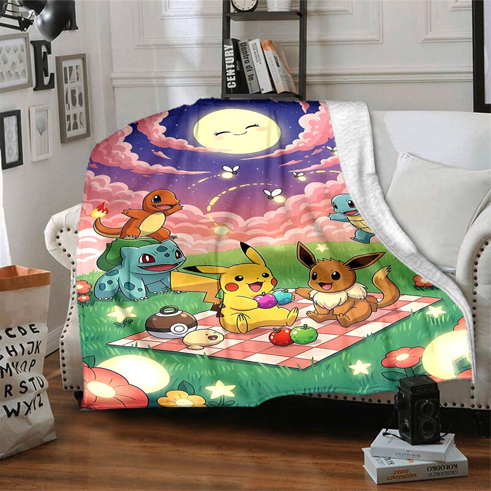 1pc Pokémon, Picnic Blanket Soft All Season Throw with Vibrant Design, Perfect for Home, Travel, and Gifts, Ideal for Naps and Camping
