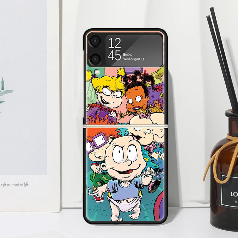 Cartoon R-Rugrat Phone Case For Samsung Galaxy Z Flip 7 Flip7 Zflip 6 Flip6 5 Flip5 4 Flip4 3 Flip3 5G Fundas Black Cover Galaxy