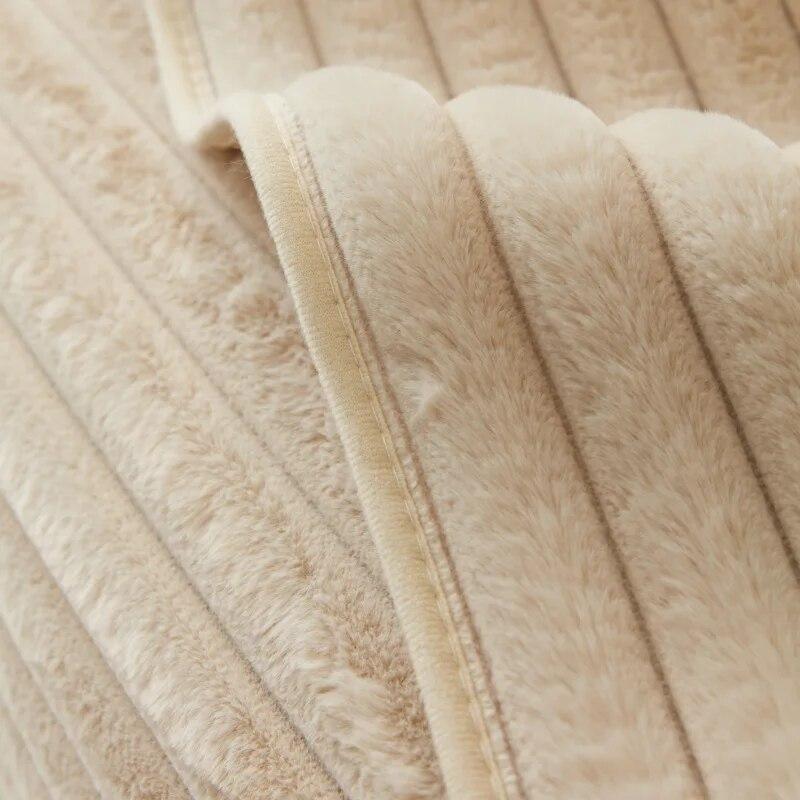 Super Soft Rabbit Plush Quilted Sofa Towel Winter Warm Thick Plush Couch Cover L-shaped Sectional Anti-slip Sofa Cover