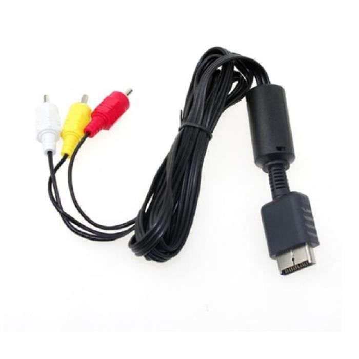 Câble AV Composite - ELENXS - Pour Sony PS2/PS3 - 1M - Filaire - Noir