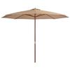 VidaXL Outdoor Parasol with Wooden Pole, Patio Sunshade, Sun Shelter, Beach Parasol Garden Terrace Balcony, 44530