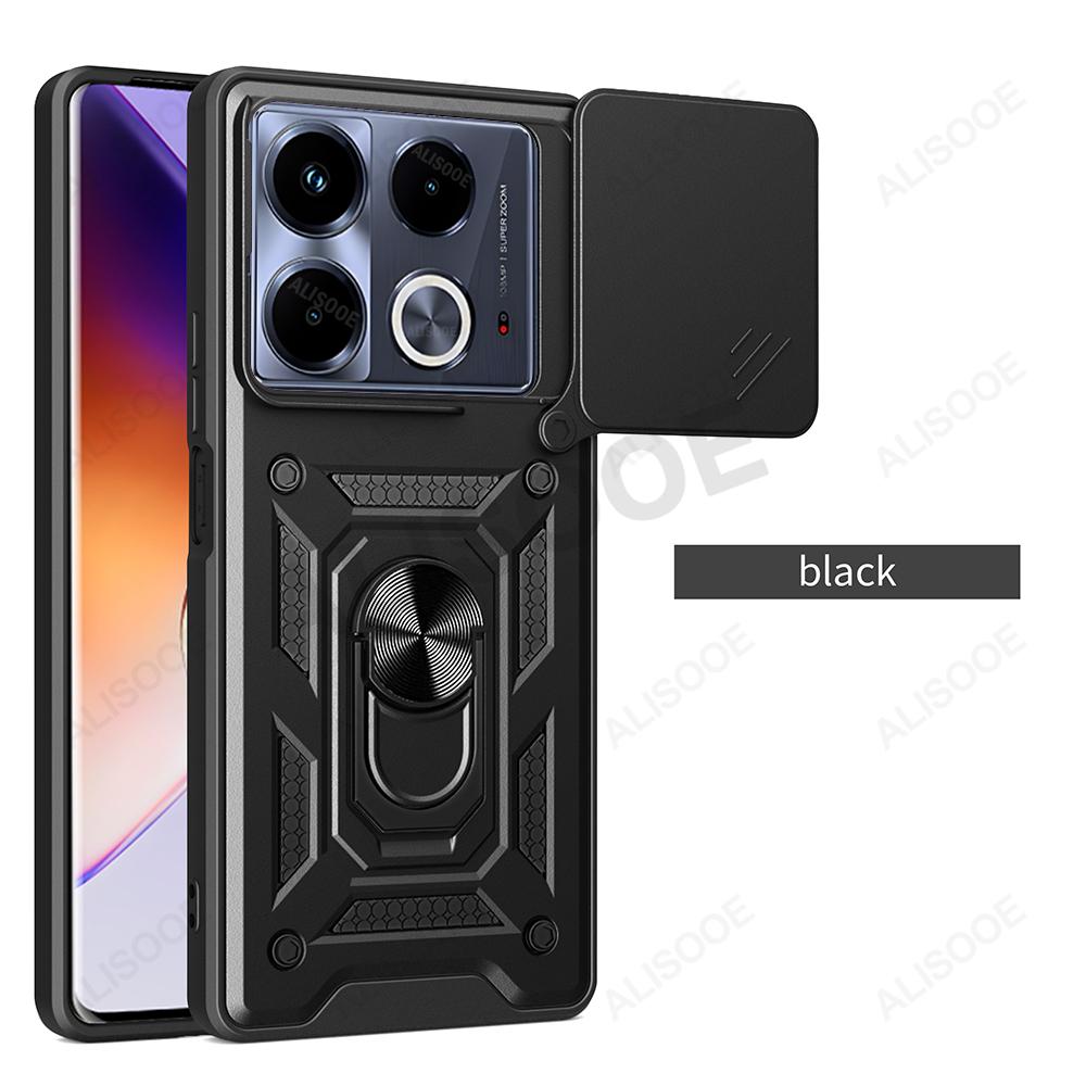 Slide Camera Funda для Infinix Note 40 4G Case Armor Ring Stand Protect Cover для Infinix Note 40 Pro Plus 5G Pro+ Capa
