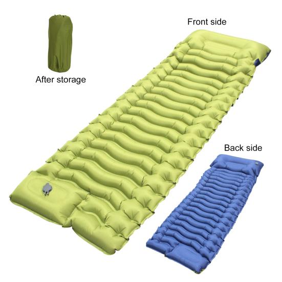 Inflatable Sleeping Pad Built-in Foot Pump Pillow Lightweight Thicken Portable Single