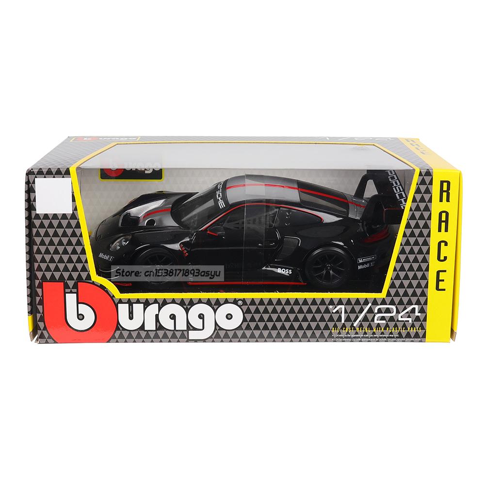 AABKO1 Bburago 1:24 black Porsche 911 GT3 R racing edition die casting alloy car model Art Deco Toy tool gift factory authorization