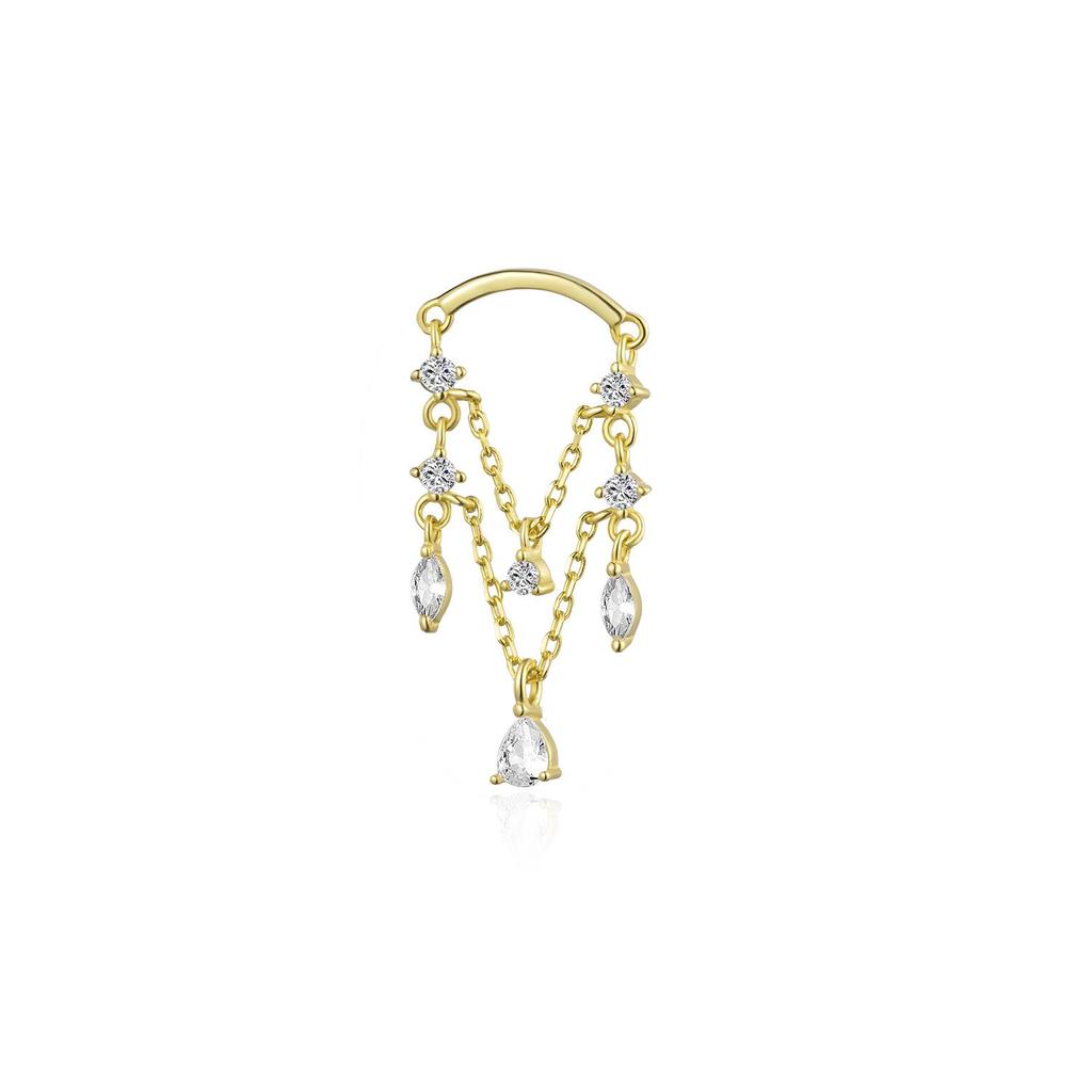 ANDYWEN Серьги-гвоздики из стерлингового серебра 925 пробы, Золотая цепочка с цирконием, роскошные клипсы с кристаллами, ювелирные изделия, свадебный подарок