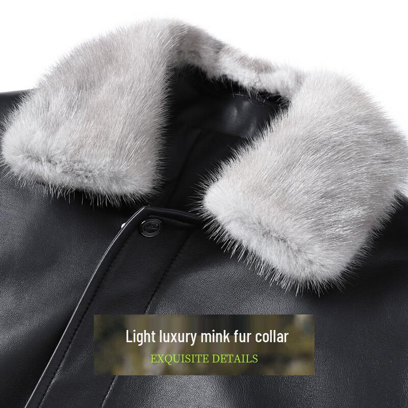 Futing Men's Winter Genuine Sheepskin Down Jacket with Mink Fur Collar
