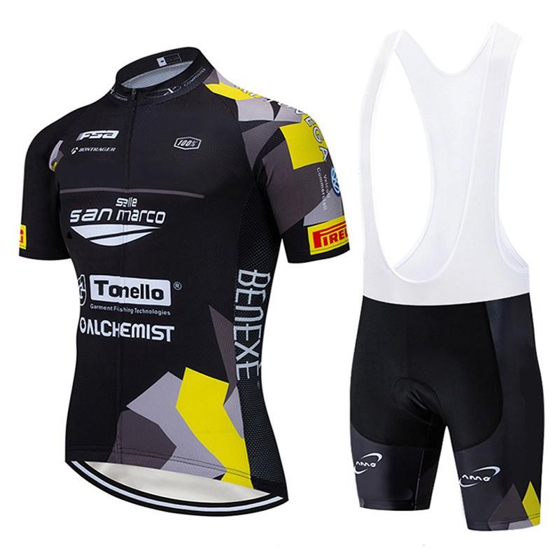 Mens Cycling Jersey Bib Shorts Set Quick-Dry Breathable Bike Wear