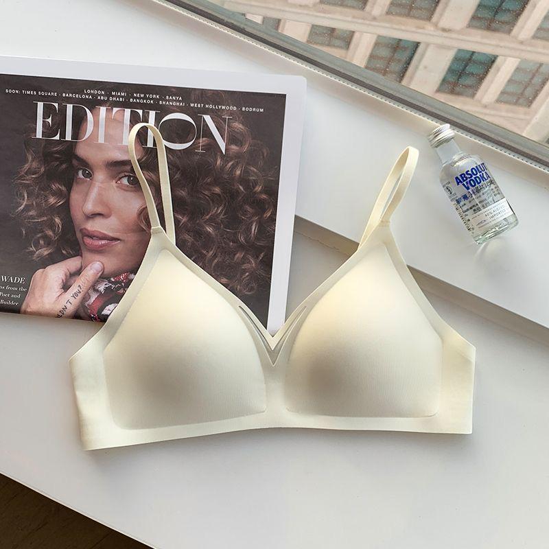 Бесшовный беспроводной французский треугольный бюстгальтер - Мягкая поддержка, Предотвращение обвисания, Боковая поддержка для маленькой груди