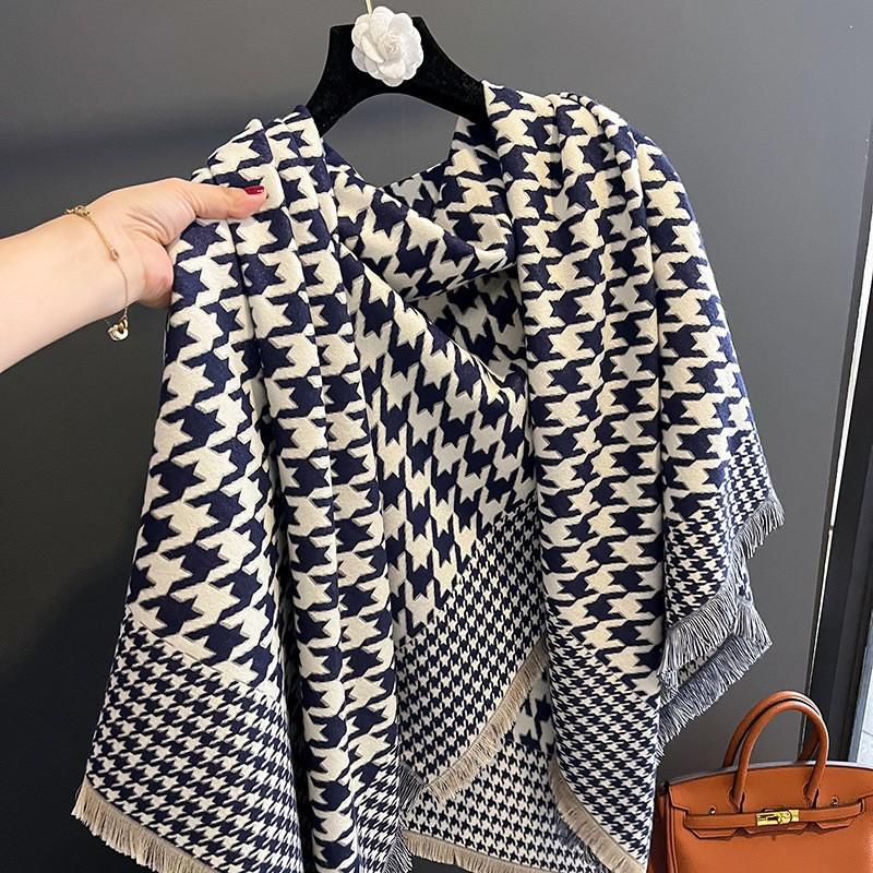 New Women'S Fashionable Imitation Cashmere Autumn And Winter Warm Large Square Scarf Double-Sided Tassel Scarf Air Conditioning Shawl