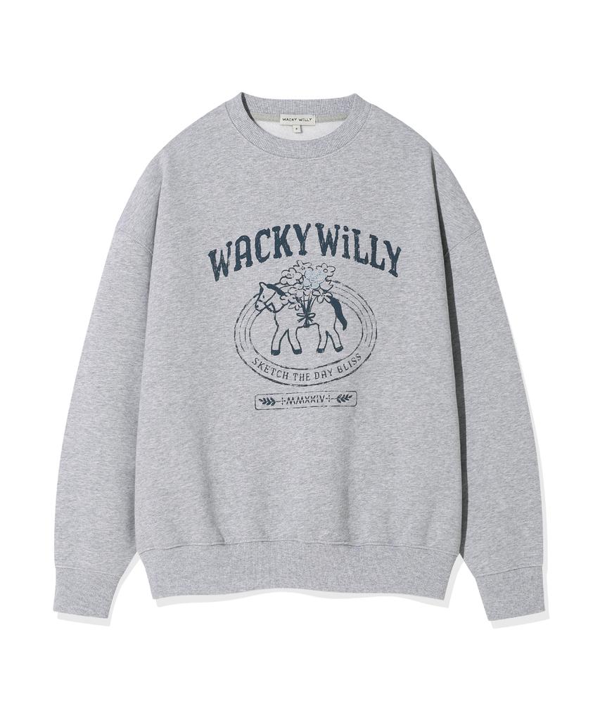 WACKY WILLY Women'S Typographic Sweatshirt Gray