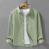 Spring and Summer Long Sleeve Mens Shirts Korean Version Solid Color Slim Shirts Comfort Pure Cotton Turn Down Collar Solid Color Casual Tops