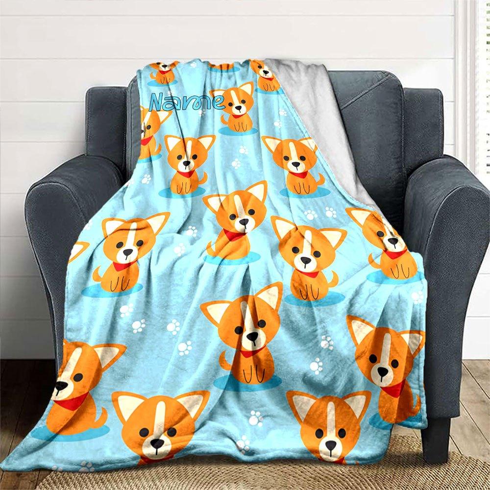 Corgi Pattern Home Customize Your Name Blankets Soft And Cozy For All Seasons Perfect For Picnics Sofa Office Bed And Living Room Ideal Gift For