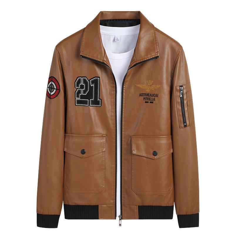 Кожаная куртка мужская осенне-зимняя новая корейская модная тонкая и красивая молодежная повседневная универсальная плюс бархатная утолщенная кожаная куртка