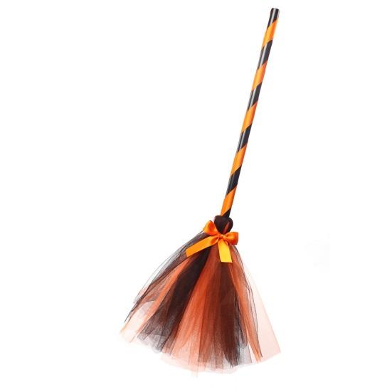 Сетка Бант Декор Косплей Декоративный Хэллоуин Ведьма Метла Костюм Вечеринка Хэллоуин Пластиковая Метла Реквизит Вечеринка Принадлежности
