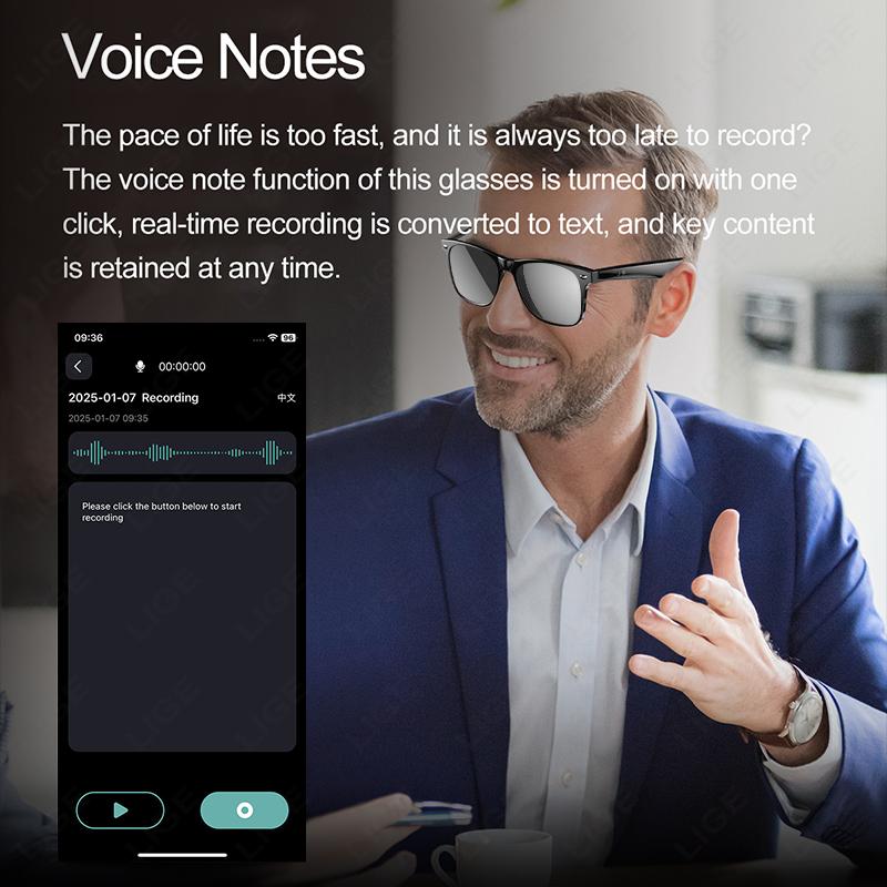 Умные солнцезащитные очки Bluetooth-звонки Защита от синего света Защита от УФ-излучения Водонепроницаемые Умные очки для мужчин женщин ИИ Интеллектуальный перевод