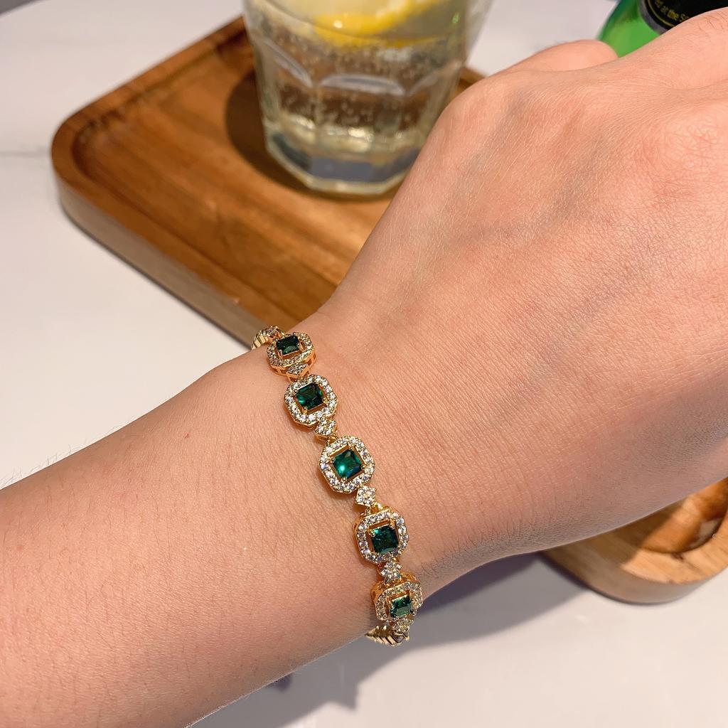Dopamine Bracelet Simulation Paraiba Simple Green Gold White Multi-color Colorful Treasure New Women