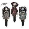 Decorative Garden Signs Halloween Scarecrow Stake, 2D Flat Creepy Zombie Ornament, Spooky Doll Black Ground Stakes Decoration, Scary Yard Art Sign for