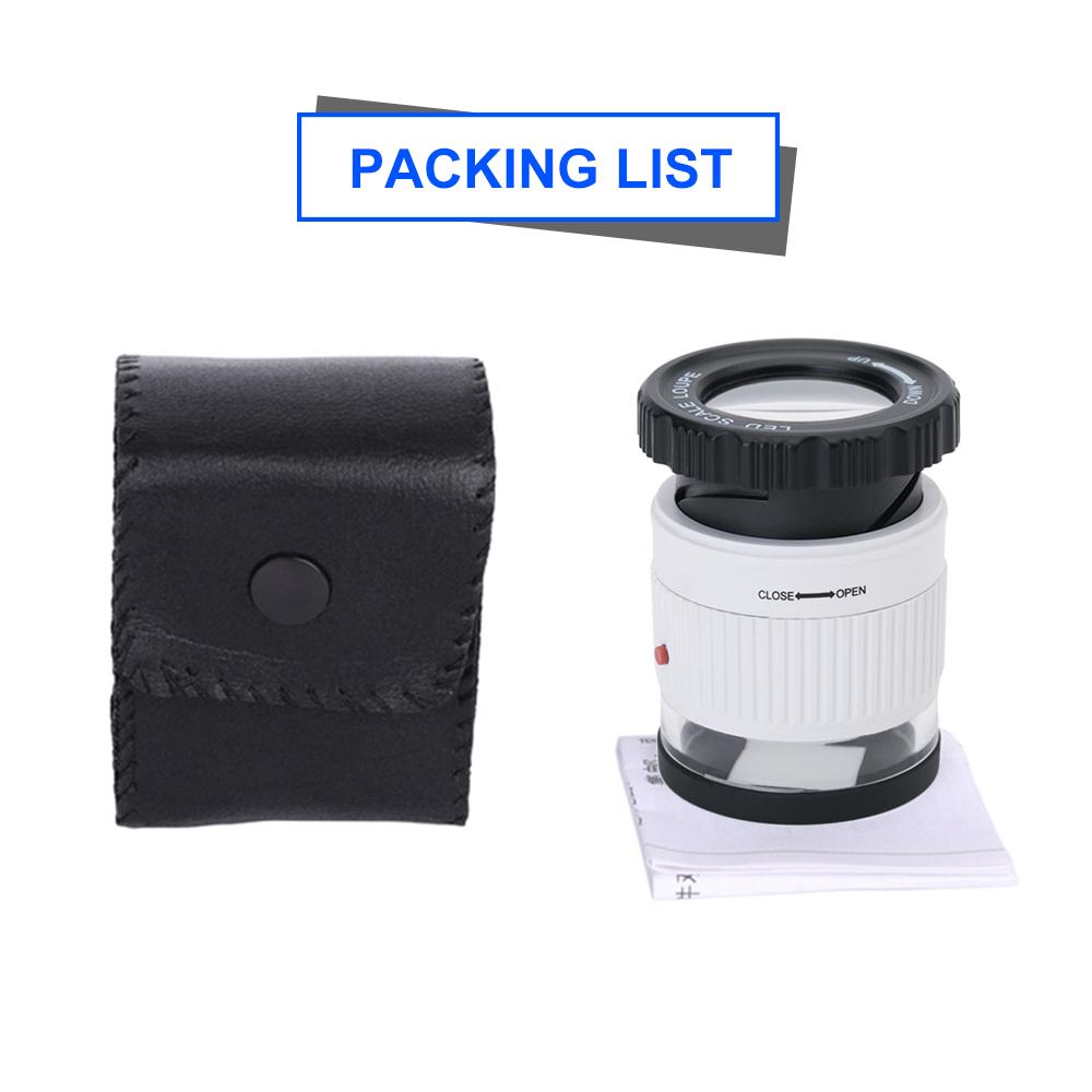 Светодиодная лупа, 30-кратная регулируемая лупа, металлическое цилиндрическое зеркало со шкалой, маленькое зеркало для чтения, ювелирная лупа