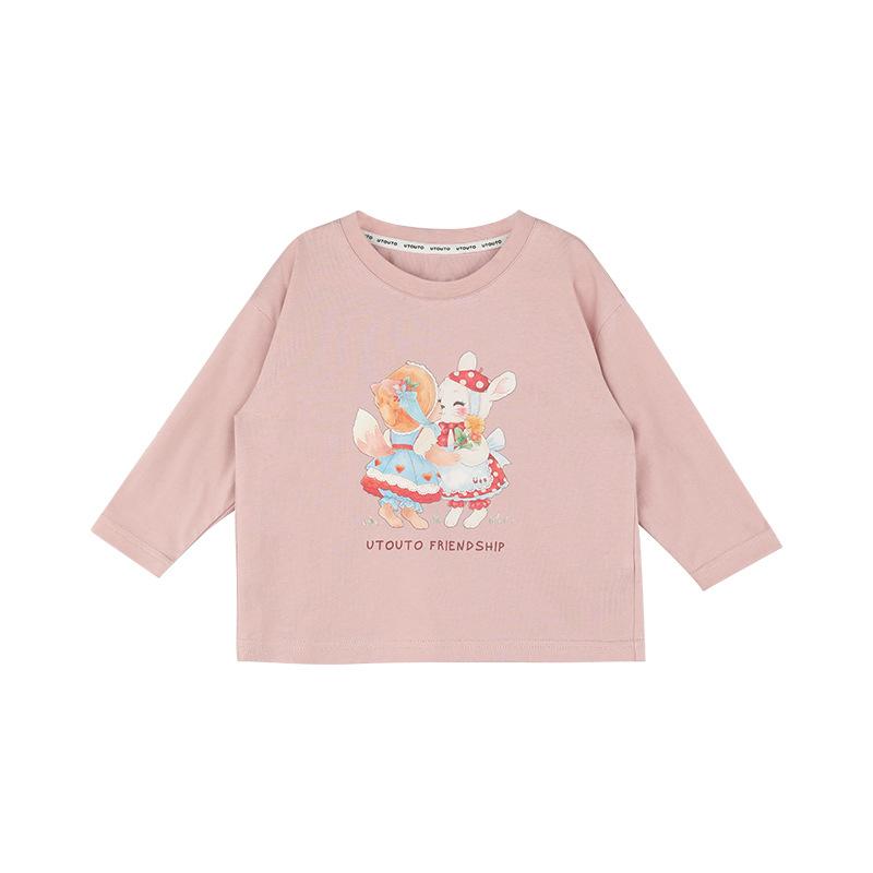 Детский весенне-осенний повседневный пуловер с длинными рукавами и круглым вырезом с принтом в картонной упаковке, футболка, топы для девочек