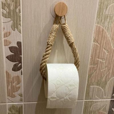1 шт. держатель для салфеток из пеньковой веревки, свободное отверстие, настенный держатель для салфеток из хлопковой веревки, держатель для рулонной бумаги из цельного дерева