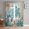 Sea Turtle Ocean Creature Landscape Sheer Voile Curtains For Living Room Bedroom Transparent Tulle Curtains Window Drapes