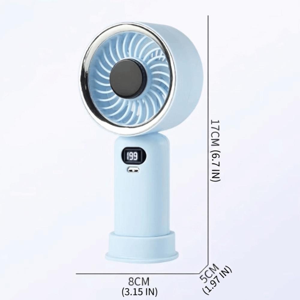 USB Rechargeable Handheld Fan Digital Display Personal Fan Portable Fan Student Use