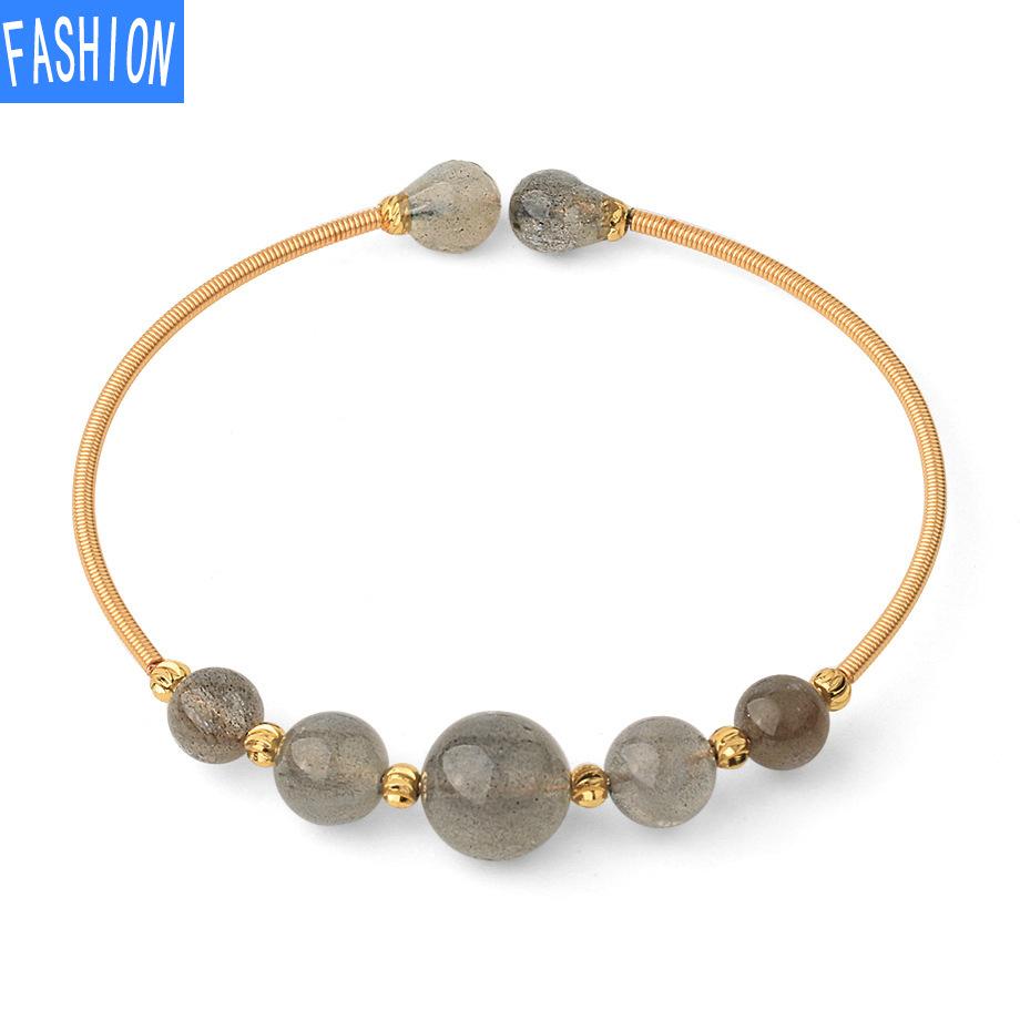 Натуральный кристалл, круглый бисер, геометрический художественный простой браслет