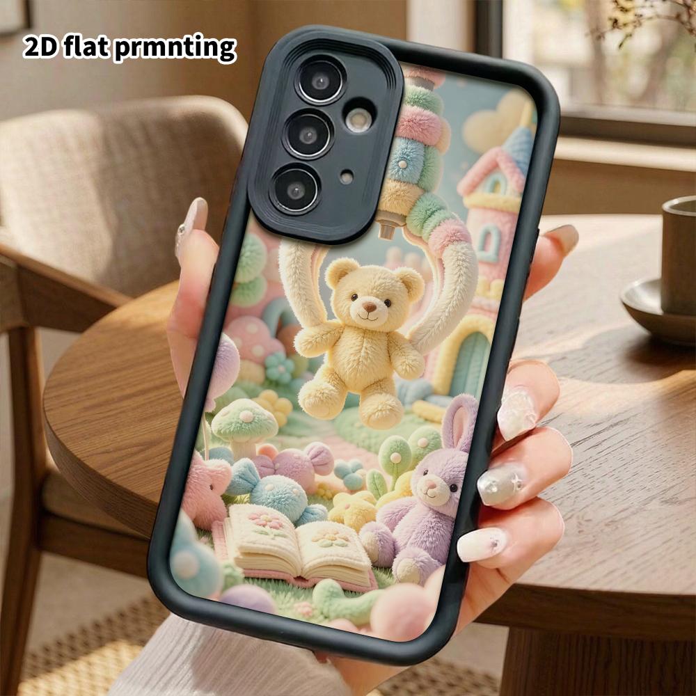 Phone Case: 2D flat, suitable for Samsung Galaxy A34 A35 M05 M06 S20 S22 S21 FE Plus 5G protective case, castle cradle teddy bear, perfect Christmas a