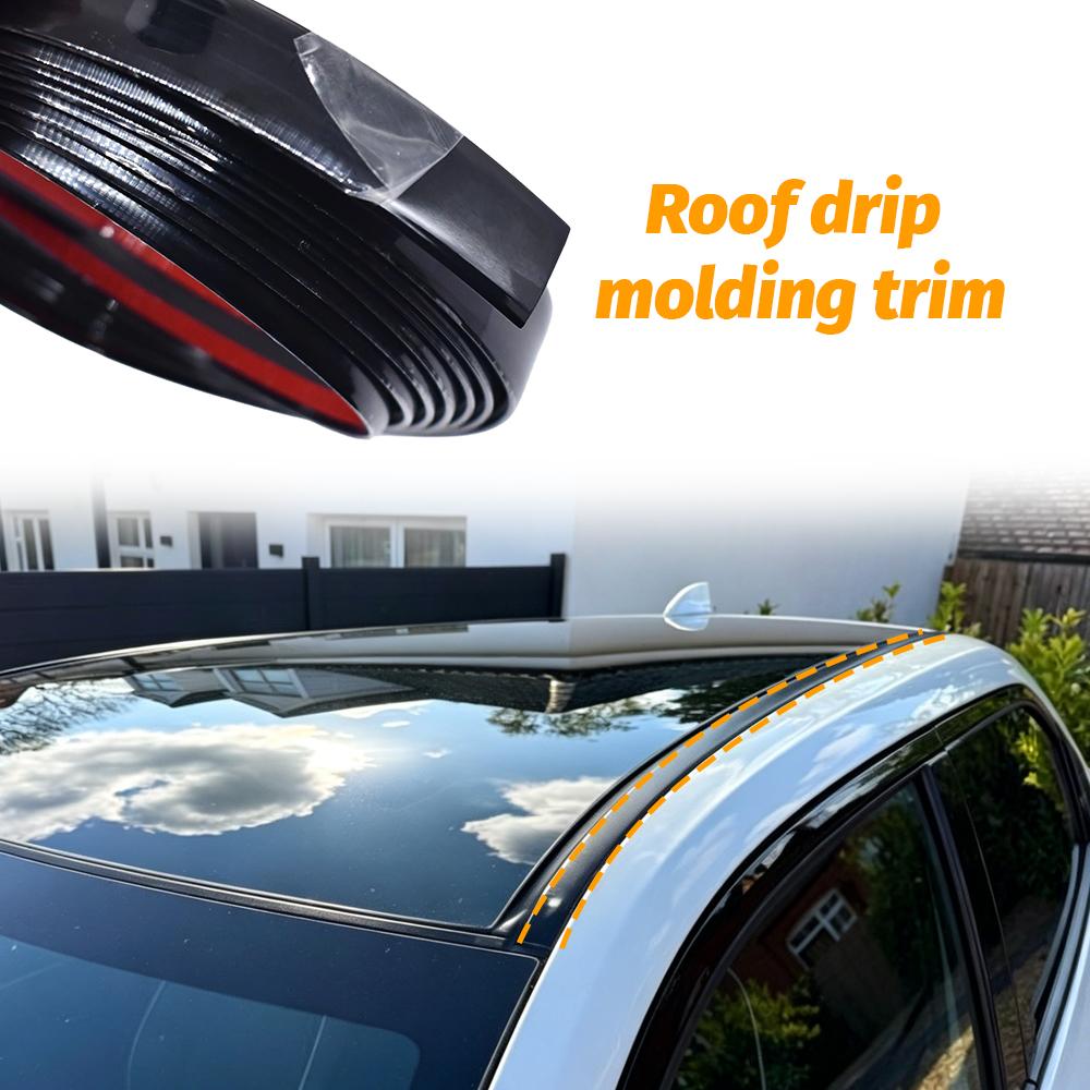 For Ford Black 2PC Roof Top Trim Drip Moldings Covers Set