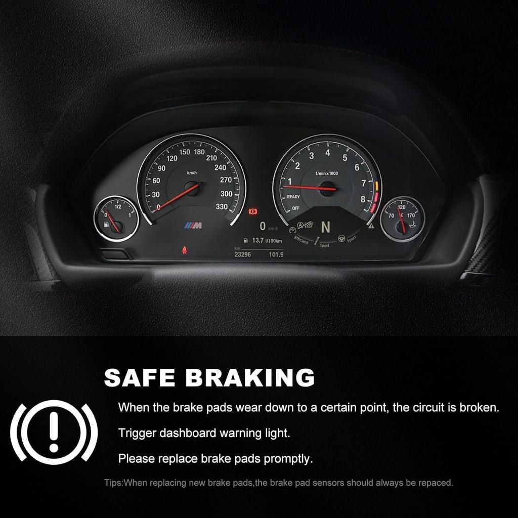 Bapmic Передний 34353411756 + 34353411757 Задний Датчик износа тормозных колодок Совместимый с BMW E83 X3 2004-2010, L6 2.5L 3.0L, Комплект из 2 штук