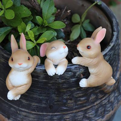 3 шт. фигурка кролика-альпиниста, имитирующая скульптуру, статуя кролика для уличного сада, смола, животное, подвеска-обнимашка для цветочного горшка