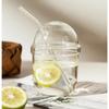 1pc 400ml Transparent Glass Cup with Lid and Straw Drinking Glasses Iced Coffee Drink Straw Mug Drinkware Gift Bubble Tea Cup