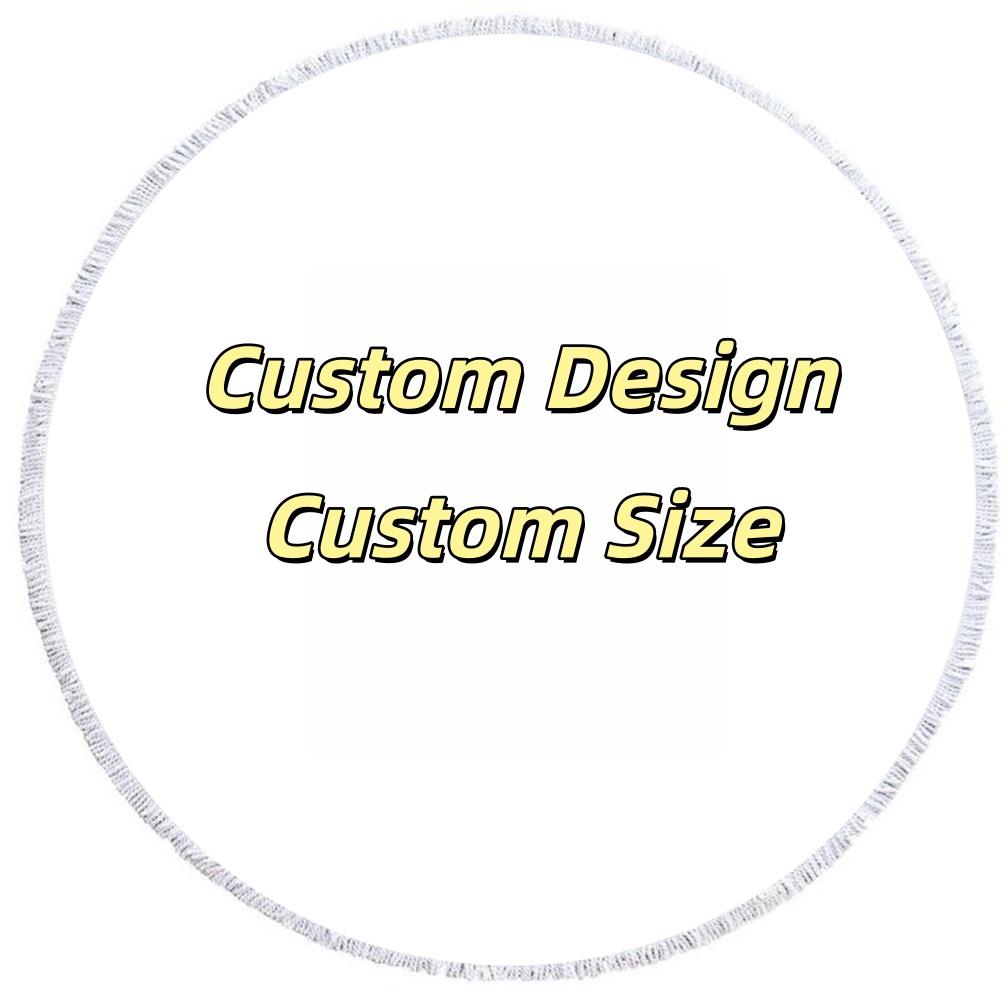 Customized Digital Printing Large Bohemian Floral Terry Microfiber Knitted Round Beach Towel for Summer Home Use