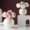 Керамическая ваза цвета жемчужного порошка Розовая и белая круглая шаровая ваза Креативная простая керамическая ваза