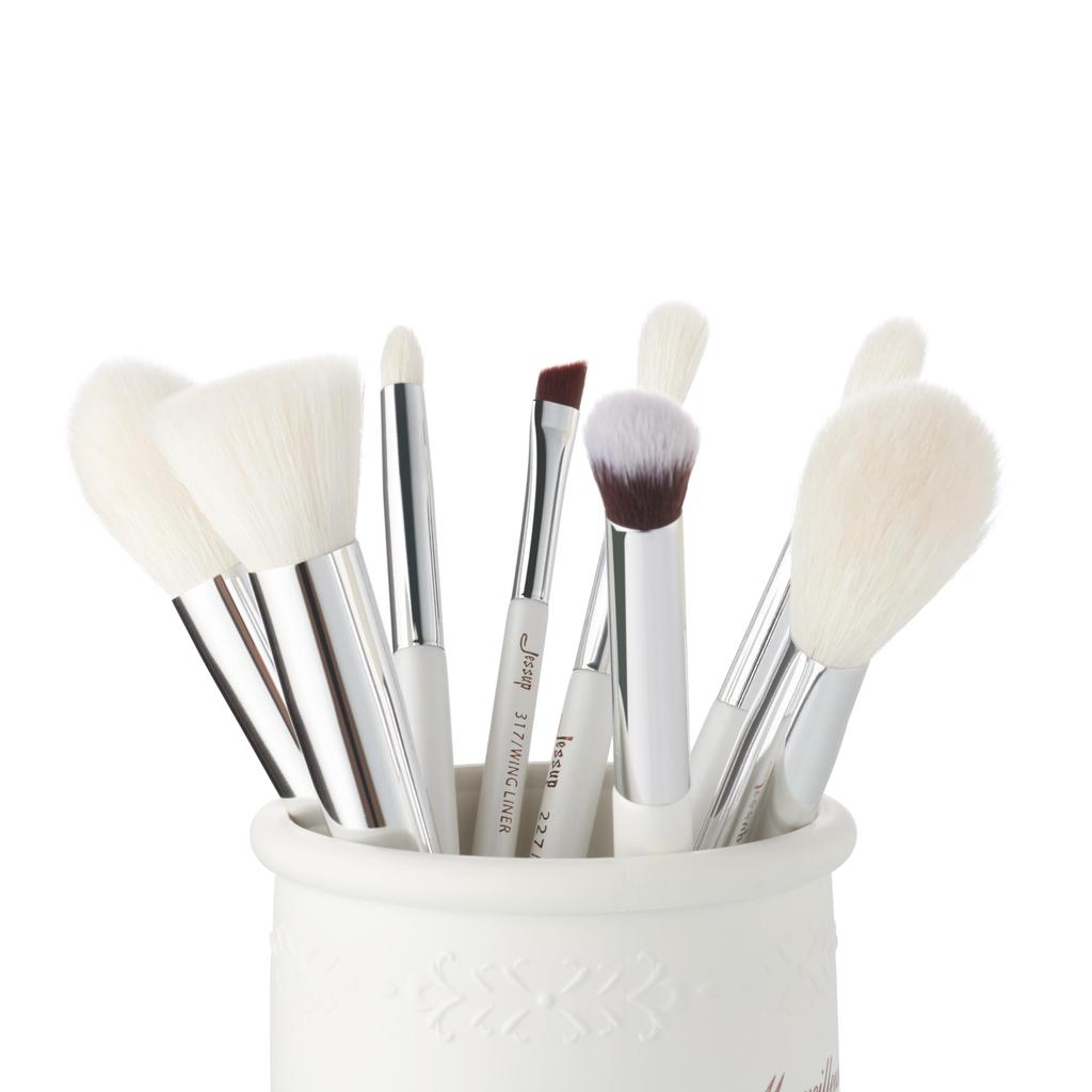 Набор профессиональных кистей для макияжа, 8 шт (Pearl White / Silver)