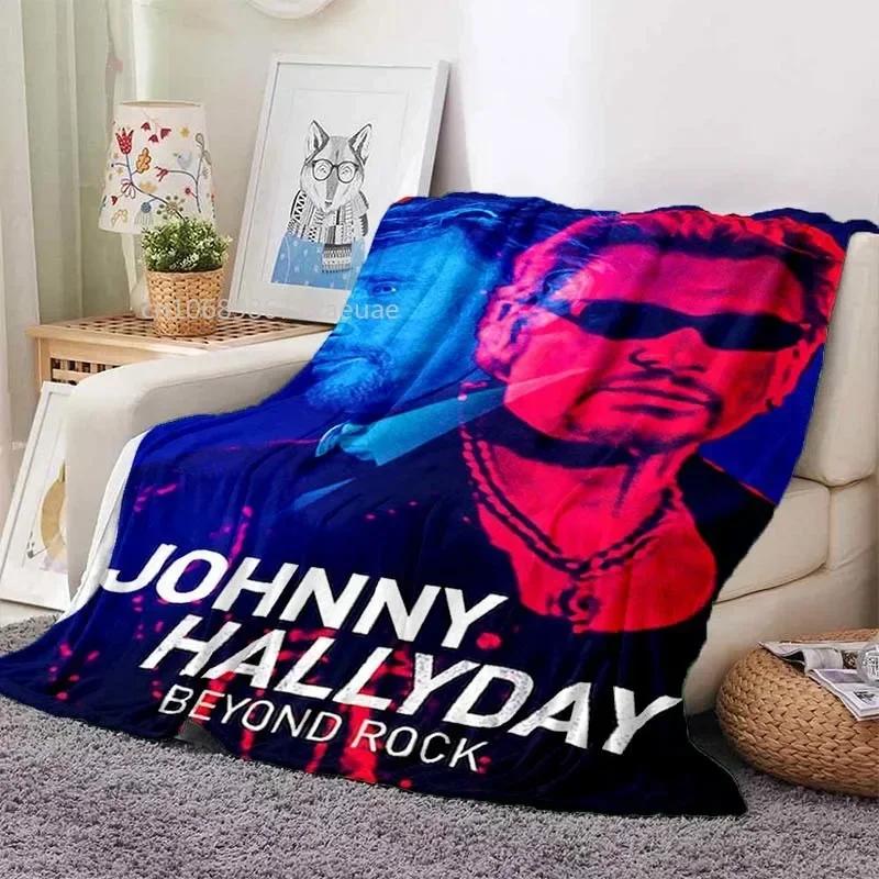 Rock Star Johnny Hallyday Flannel Blanket Rock'n Roll Soft Cover Lightweight Warm Plush Bed Sofa Chair Blanket