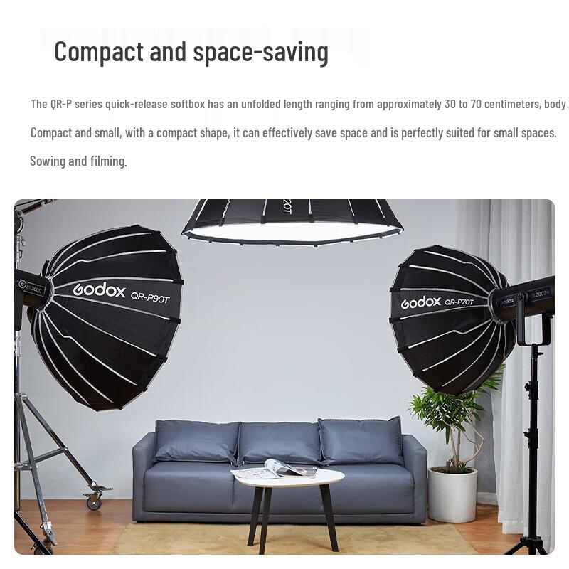 Godox QR-P90T Quick Release Bowens Mount Shallow Parabolic Softbox with Grid