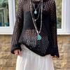 Crochet Sweater Pullovers Oversized Loose Holes Knitted Jumper Smock Y2k Harajuku Streetwear Sweater