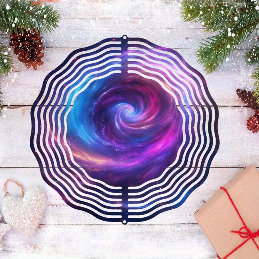 Galaxy Wind Chime Outdoor Metal Garden Decor with Cosmic Swirl Design Soothing Sound for Patio Balcony Yard Bird Deterrent