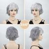 Женские смешанные серые серебристые вьющиеся парики с челкой, синтетические короткие многослойные волосы для бабушки, повседневные вечерние косплей-парики из термостойкого волокна
