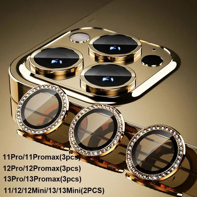 2-3 шт. Металлическое Алмазное Стекло Защиты Объектива Камеры Для IPhone 15 Pro Max 12 13 Mini Чехол Для IPhone 14 13 12 16 Pro Max Защитное Стекло Объектива 4