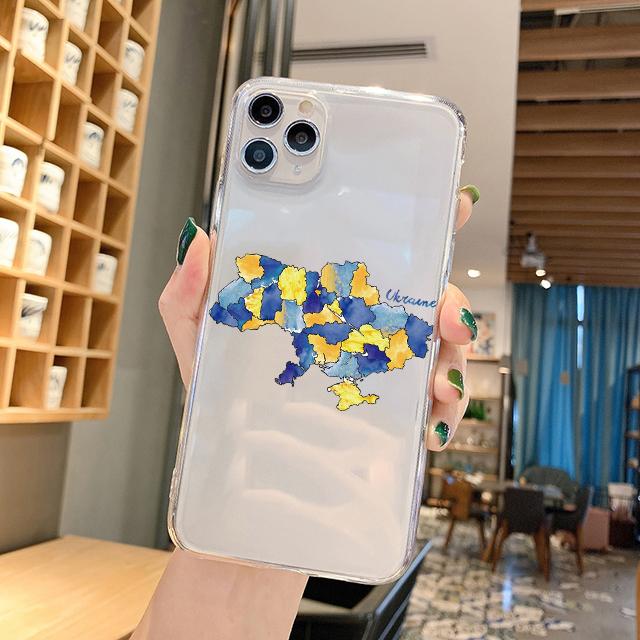 Для Samsung A53 A73 A12 A22 A21S A10 A13 A51 A50 A52 A70 A71 A72 A31 A23 A40 A41 A03 S A02S A32 A33 Прозрачный чехол из ТПУ с флагом Украины