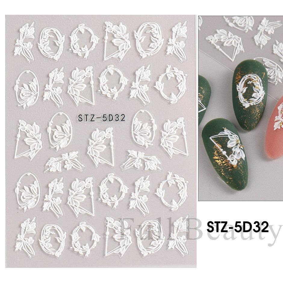 5D простые цветы с тиснением на ногтях элегантный свадебный дизайн клейкие ползунки летние текстурированные украшения с гравировкой HTBE YSXX