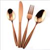 Mirror Finish Rose Gold Plated Stainless Steel Flatware Set - Copper Silverware Cutlery
