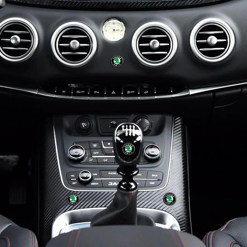 Car Sticker 2026 Hot 10Pcs Car Logo Car Center ConsoleTrumpet Decoration Sticker For Skoda Octavia Fabia Superb Roomster Kodiaq
