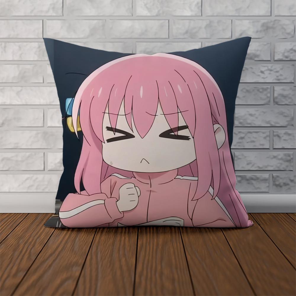 Наволочка для подушки Bocchi The Rock для автомобиля, дивана, декоративная для дома, двусторонняя печать, плюшевая, квадратная, декоративная подушка, чехол