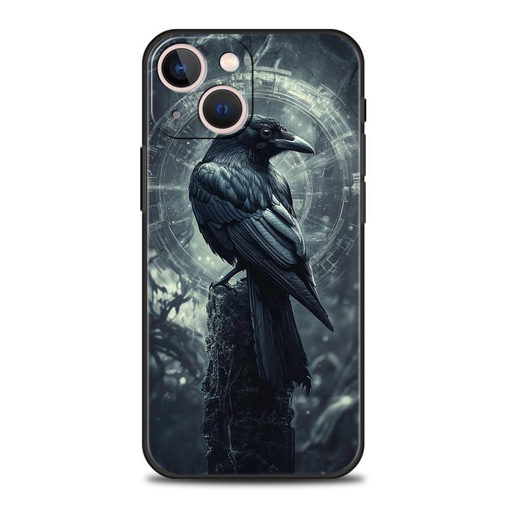 Черный Ворон Чехол для Телефона для iPhone 17 16 15 14 13 12 11 Pro Max 17 Air Plus Ударопрочный Мягкий ТПУ Чехол Fundas Capa Coque Сумка